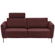 2-SITZER-SOFA  in Echtleder Bordeaux   - Eichefarben/Bordeaux, Natur, Leder/Holz (207/86/87cm) - Valnatura