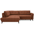 ECKSOFA in Flachgewebe, Leinenoptik Cognac  208/247 cm  - Cognac/Schwarz, Design, Textil/Metall (208/247cm) - Xora