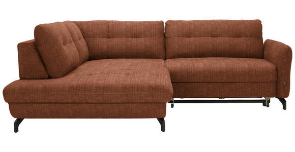 ECKSOFA in Flachgewebe, Leinenoptik Cognac  208/247 cm  - Cognac/Schwarz, Design, Textil/Metall (208/247cm) - Xora