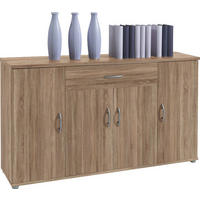 KOMMODE  in 118/70/30 cm  - Eichefarben/Silberfarben, KONVENTIONELL, Holzwerkstoff/Kunststoff (118/70/30cm) - Carryhome