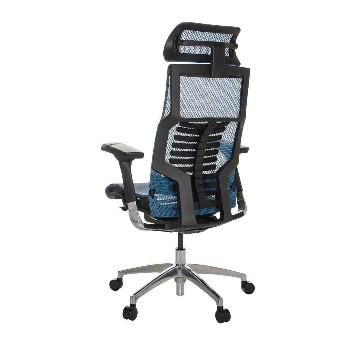 DREHSTUHL Netz Blau  - Blau/Silberfarben, Basics, Kunststoff/Textil (67/119-135/60cm) - MID.YOU