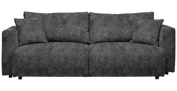 SCHLAFSOFA Velours Anthrazit Zierkissen, Rückenkissen, Bettkasten, Schlaffunktion, Rücken echt  - Anthrazit/Schwarz, Design, Kunststoff/Textil (250/92/105cm) - Carryhome