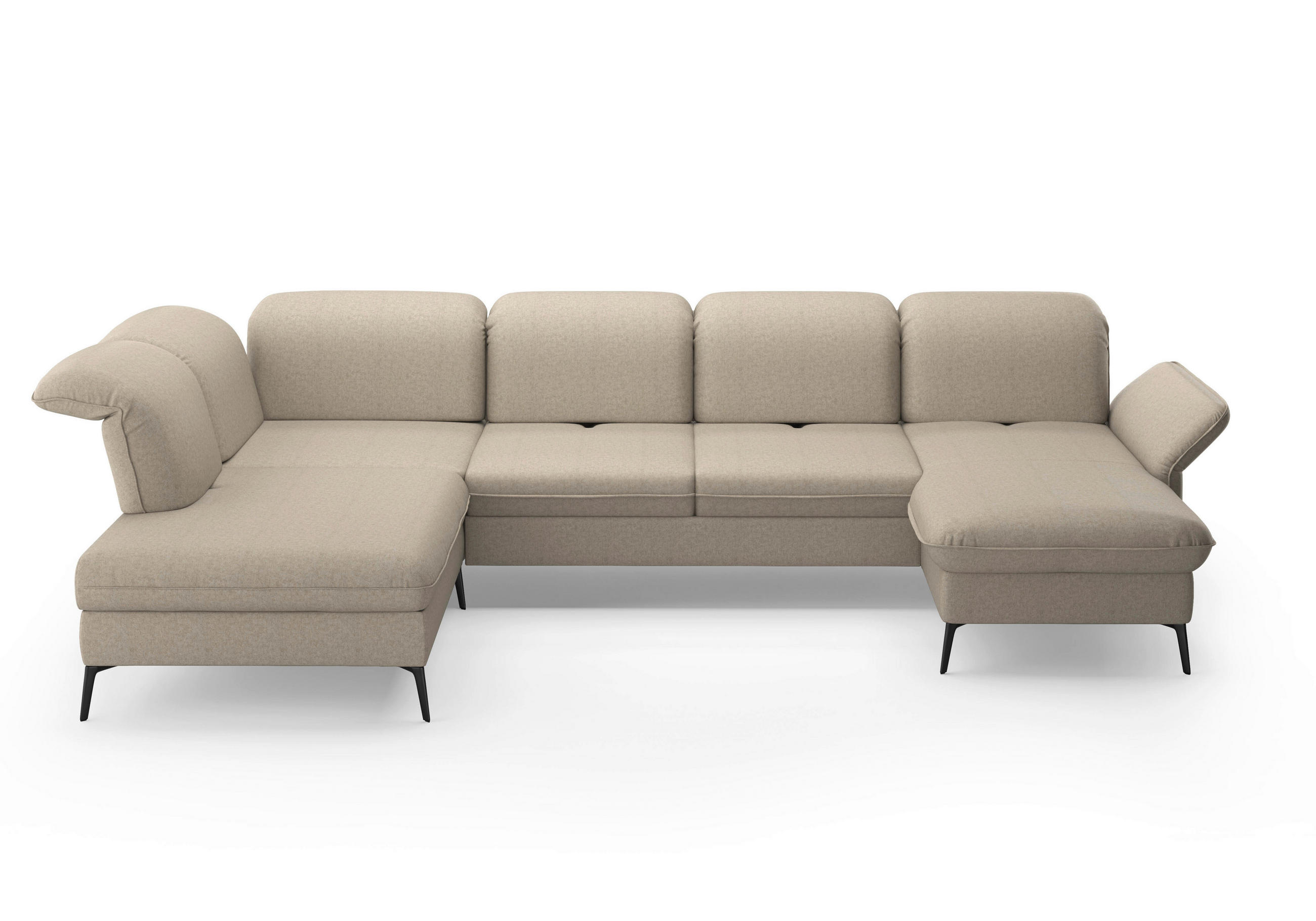 WOHNLANDSCHAFT in Flachgewebe Taupe  - Taupe/Schwarz, Konventionell, Textil/Metall (231/359/198cm) - Sit & More