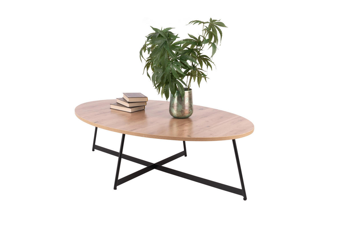 COUCHTISCH - Beigebraun/Schwarz, Natur, Holzwerkstoff/Metall (80/55/37cm)