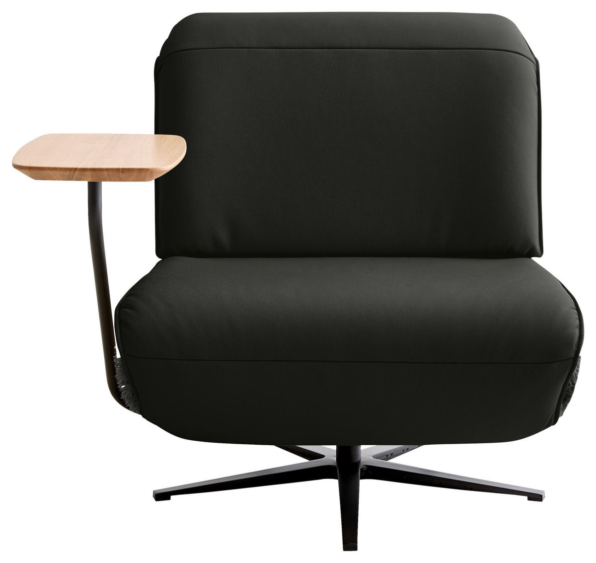 SESSEL in Hochflor Echtleder Anthrazit, Schwarz  - Anthrazit/Schwarz, Design, Leder/Textil (84/65/91cm) - Koinor