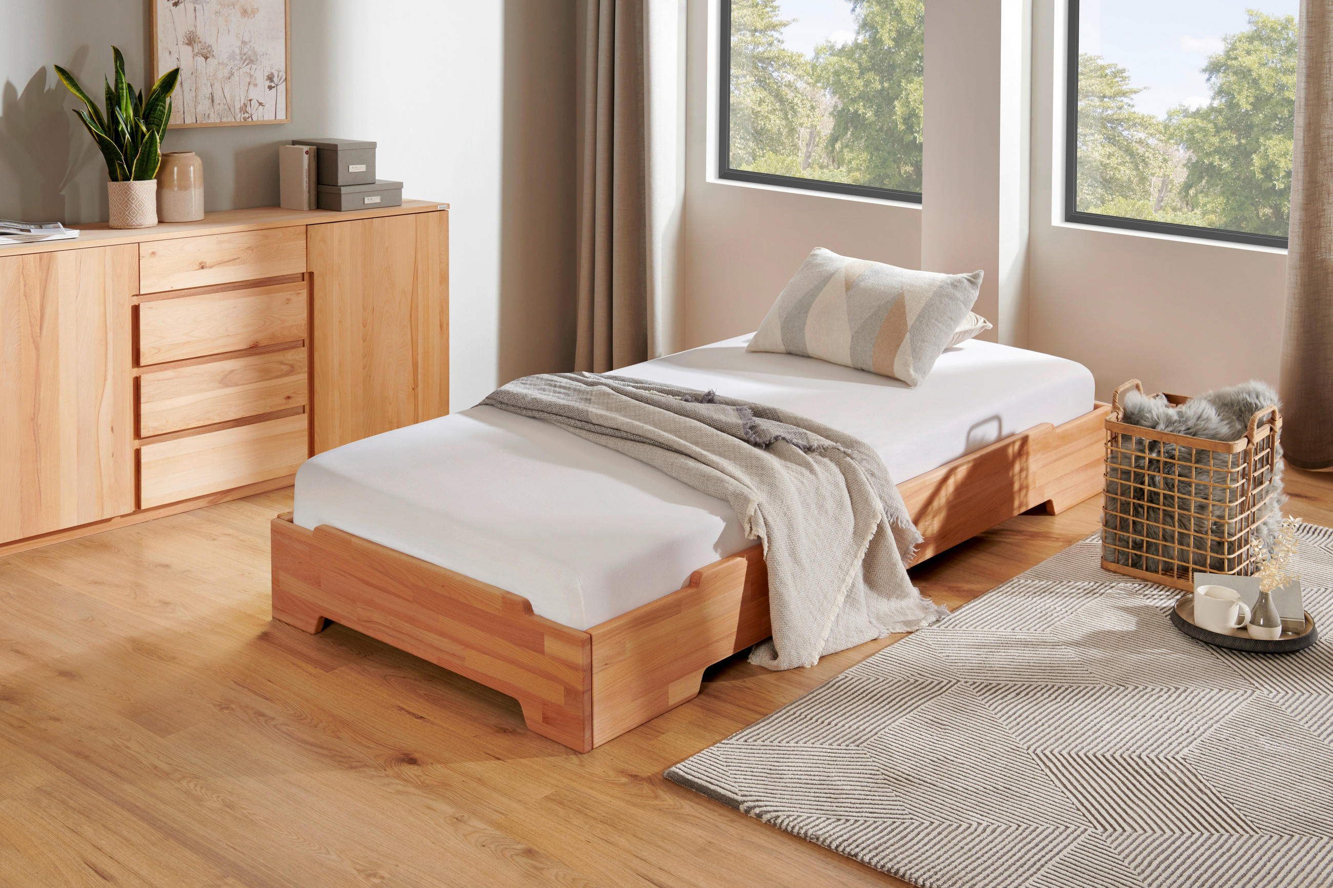 STAPELBETT  90/200 cm  Kernbuche  - Kernbuche, Natur, Holz (90/200cm) - MID.YOU