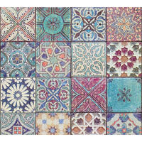 TAPETA VINILNA  plava, krem, ružičasta, ljubičasta  - ružičasta/ljubičasta, Romantično / ladanjski, papir (53*1000cm)