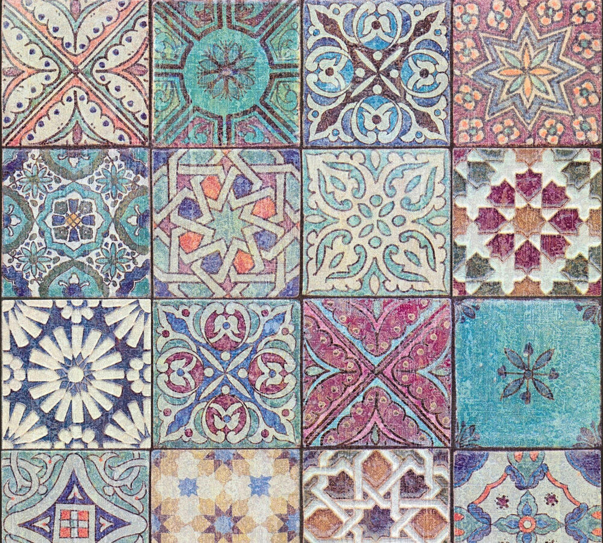 TAPETA VINILNA  plava, krem, ružičasta, ljubičasta  - ružičasta/ljubičasta, Romantično / ladanjski, papir (53*1000cm)