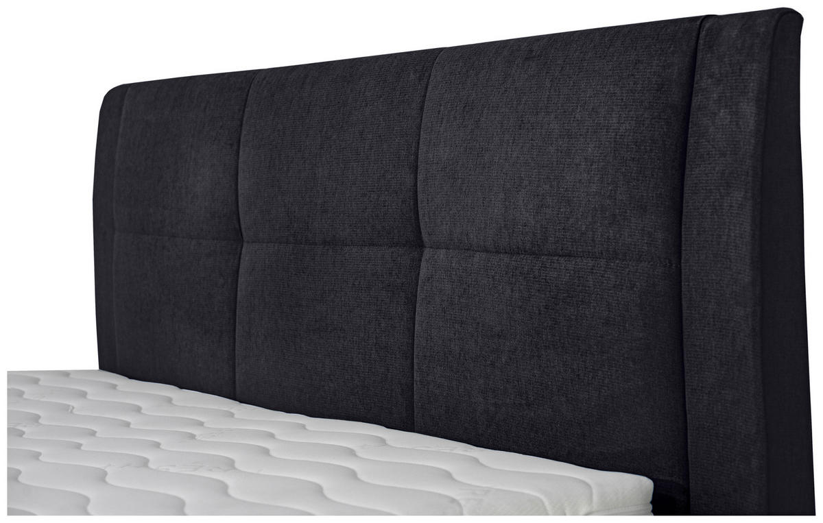 BOXSPRINGBETT 180/200 cm  in Dunkelgrau  - Dunkelgrau/Schwarz, KONVENTIONELL, Kunststoff/Textil (180/200cm) - Boxxx