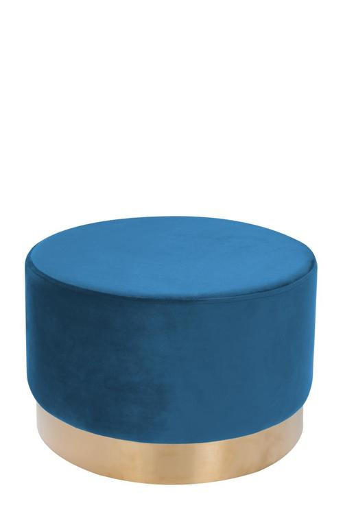 HOCKER in Holz, Textil, Holzwerkstoff Blau  - Blau/Goldfarben, Basics, Holz/Holzwerkstoff (55/43cm) - Kayoom