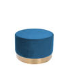 HOCKER in Holz, Textil, Holzwerkstoff Blau  - Blau/Goldfarben, Basics, Holz/Holzwerkstoff (55/43cm) - Kayoom