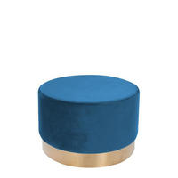 HOCKER in Holz, Textil, Holzwerkstoff Blau  - Blau/Goldfarben, Basics, Holz/Holzwerkstoff (55/43cm) - Kayoom