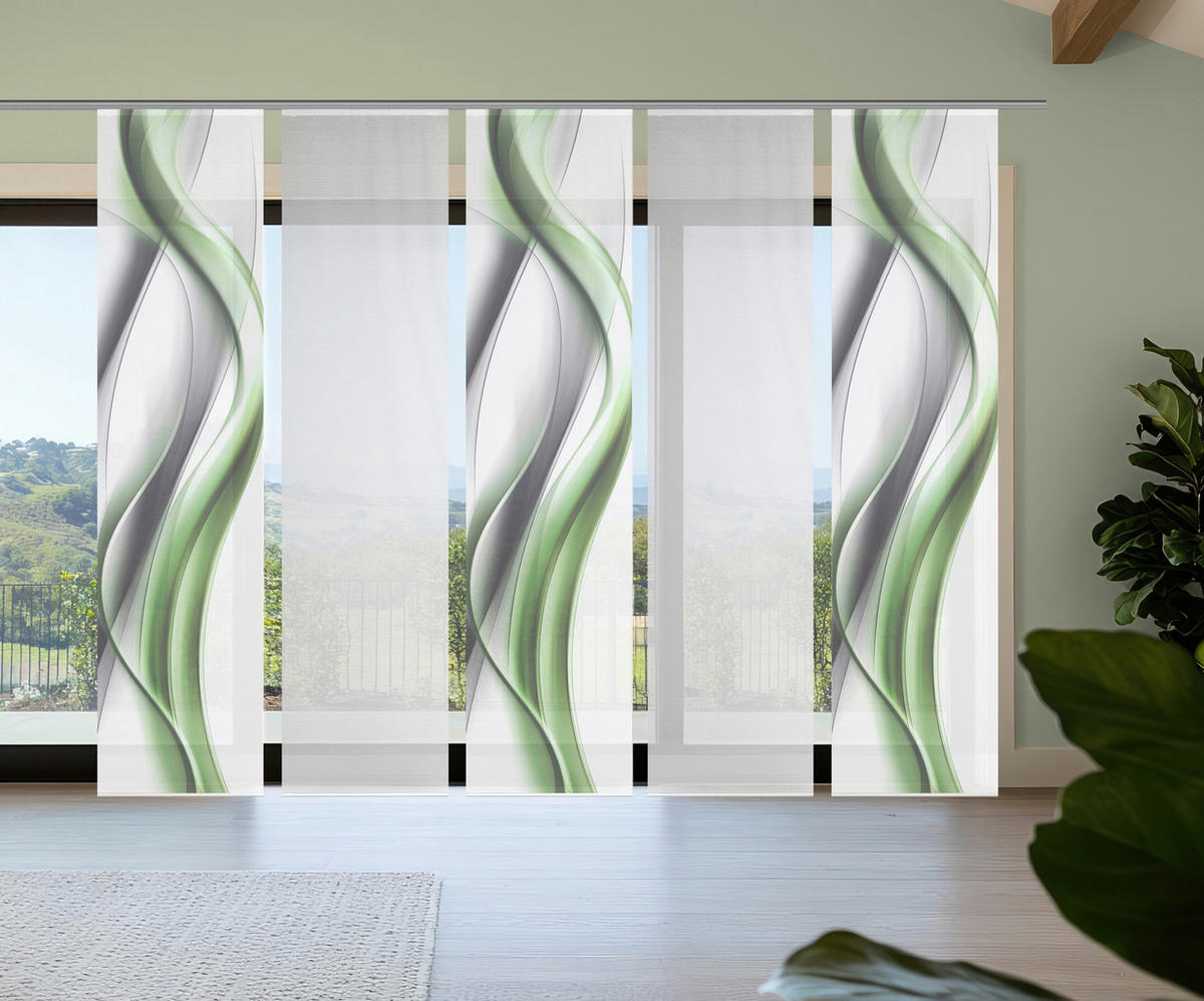 FLÄCHENVORHANG  5 Stück  blickdicht  60/260 cm   - Weiß/Grau, Design, Textil (60/260cm)