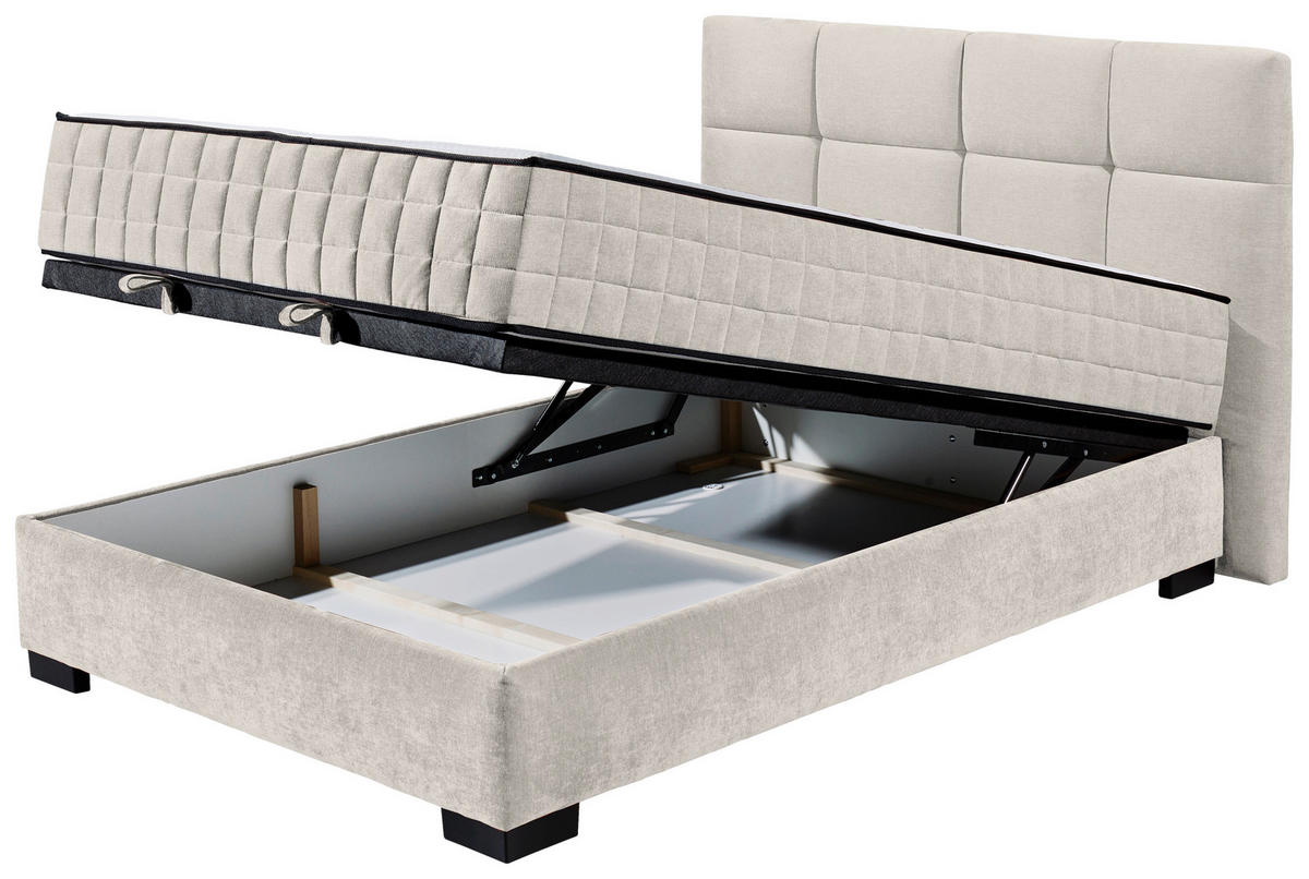 BOXBETT 140/200 cm  in Beige  - Beige/Schwarz, Modern, Holzwerkstoff/Kunststoff (140/200cm) - MID.YOU
