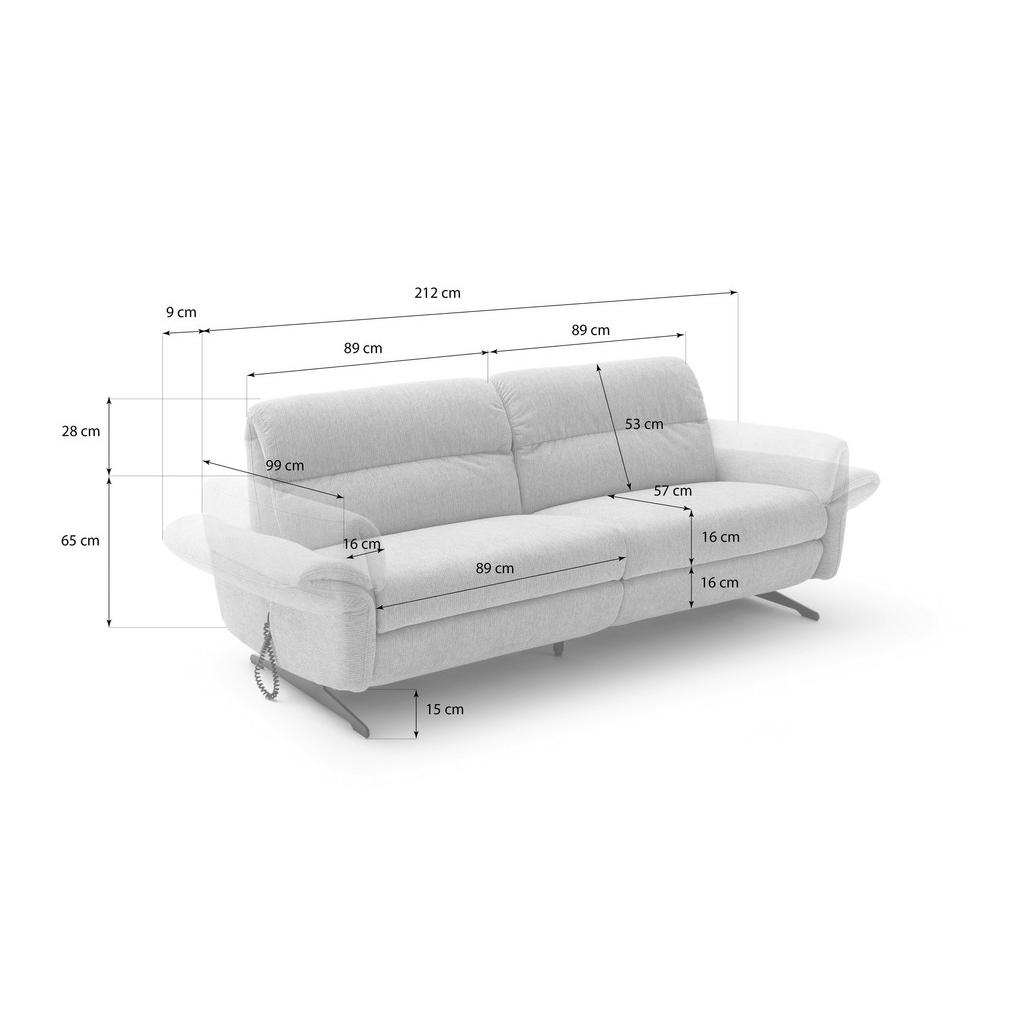 Thumbnail - Schöner Wohnen 2,5-Sitzer, Anthrazit, Textil, 212x87x100 cm, Goldenes M, Typenauswahl, Fußauswahl, Lederauswahl, Stoffau...