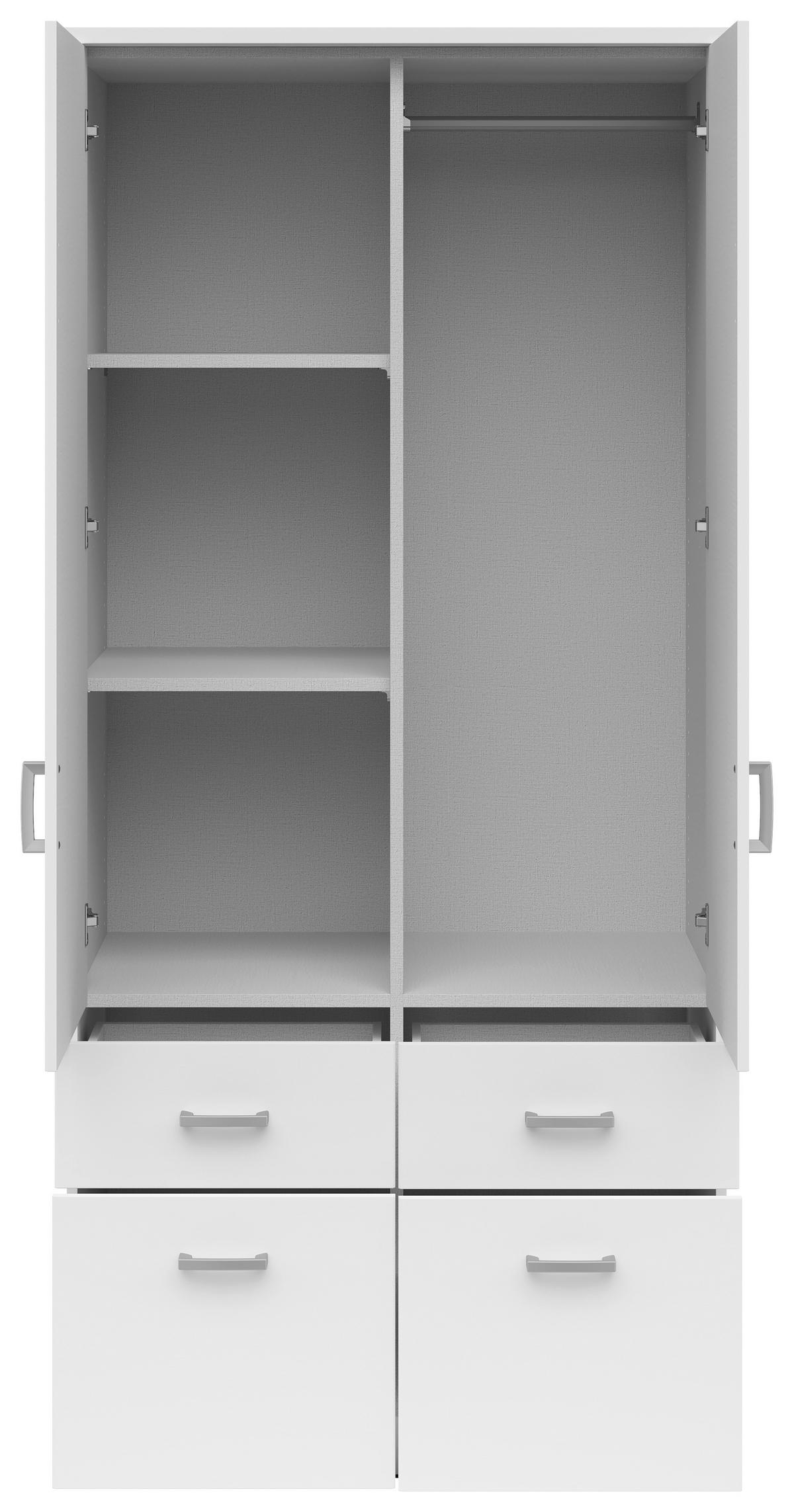 KLEIDERSCHRANK in Weiss  - Weiss/Silberfarben, Konventionell, Holzwerkstoff/Kunststoff (91/199/58cm) - Boxxx