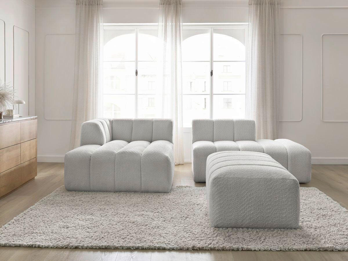 ECKSOFA  ANNECY Hellgrau Bouclé  - Hellgrau/Schwarz, MODERN, Kunststoff/Textil (170/262cm)