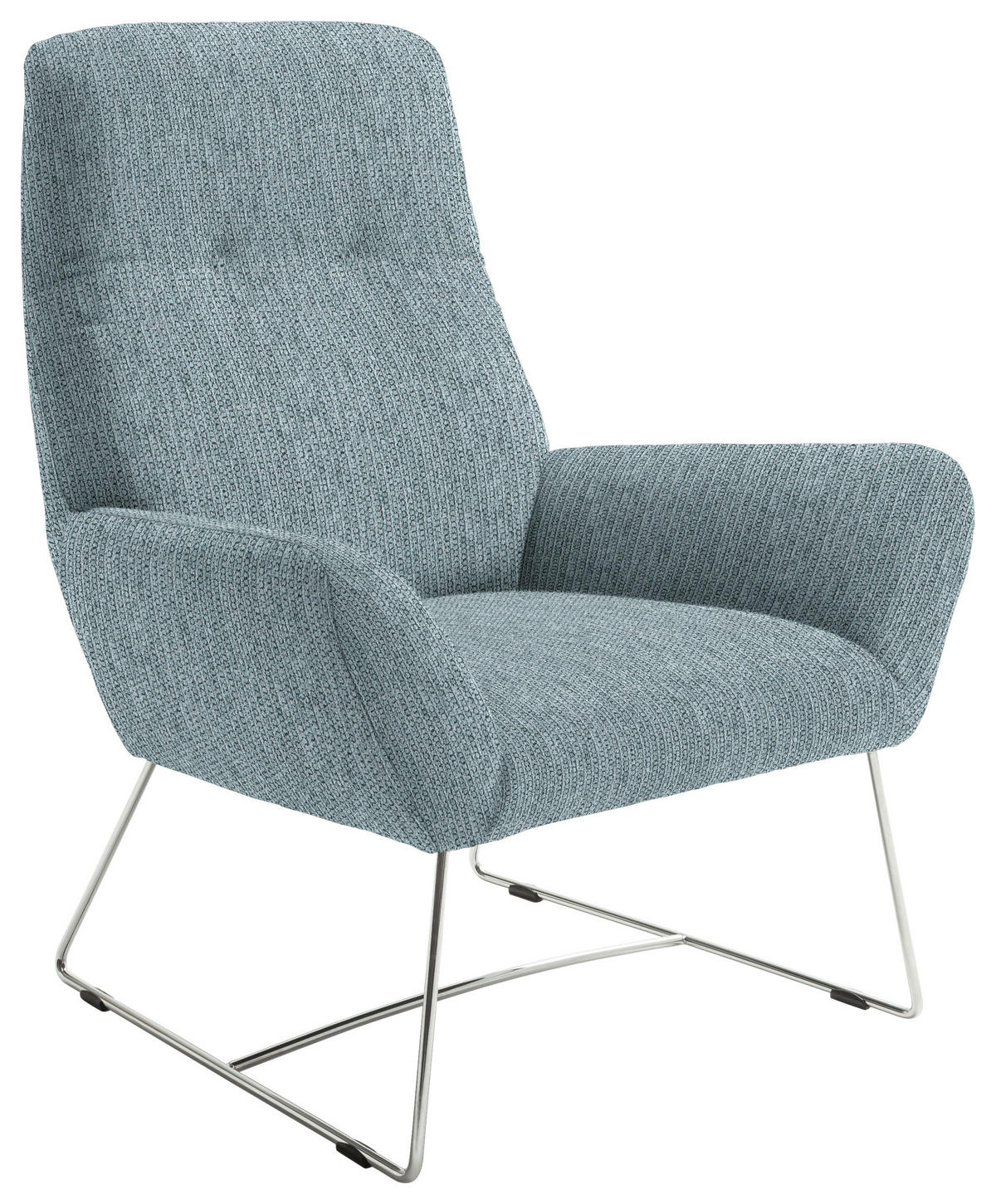 SESSEL in Flachgewebe Hellblau  - Chromfarben/Hellblau, Design, Textil/Metall (82/102/81cm) - Pure Home Lifestyle