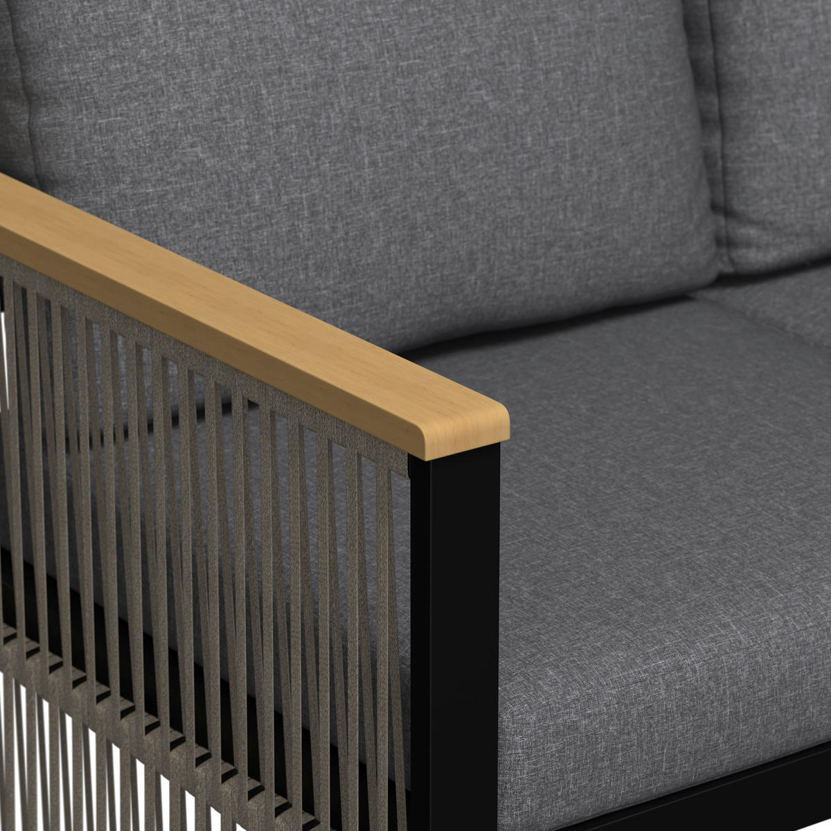 LOUNGESOFA  - Anthrazit/Teakfarben, MODERN, Holz/Metall (190/75.5/73cm) - Ambia Garden