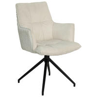 ARMLEHNSTUHL  in Eisen Mikrofaser, Teddystoff  - Beige/Schwarz, Design, Textil/Metall (59/90/62,5cm) - Novel