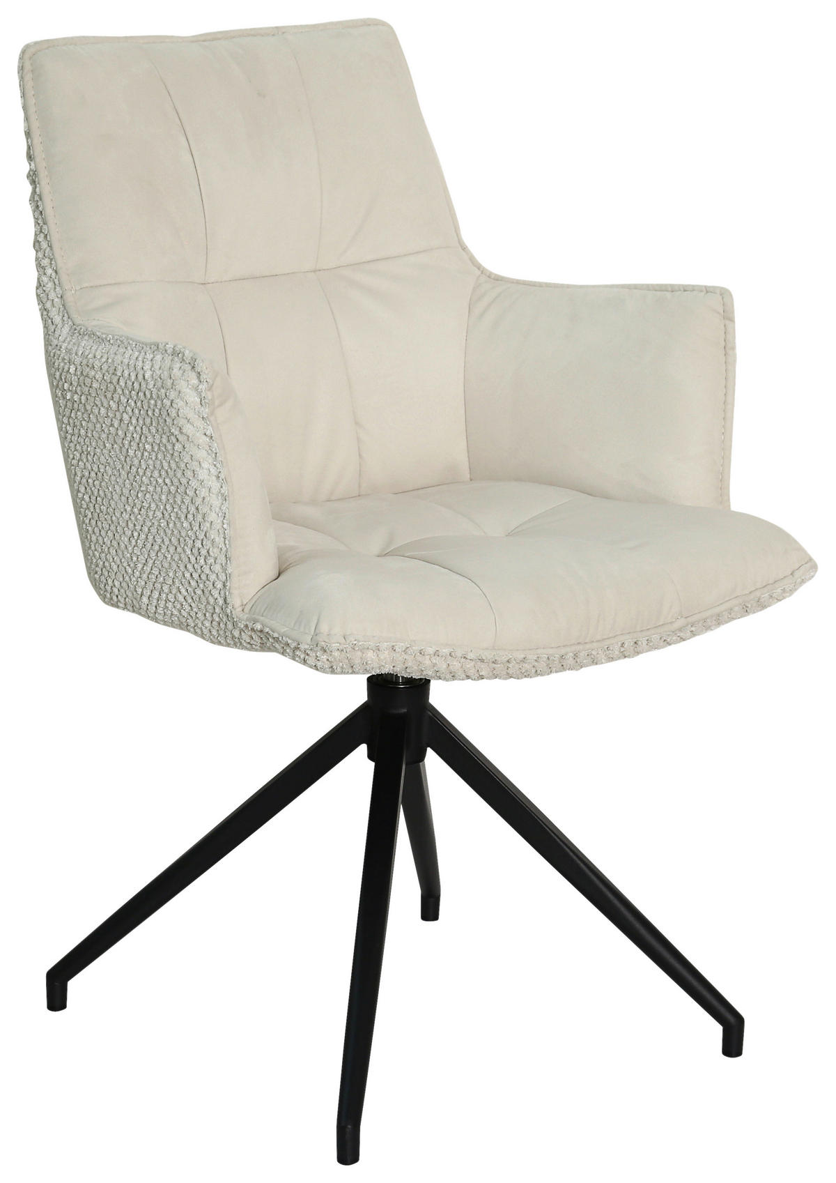 ARMLEHNSTUHL  in Eisen Mikrofaser, Teddystoff  - Beige/Schwarz, Design, Textil/Metall (59/90/62,5cm) - Novel