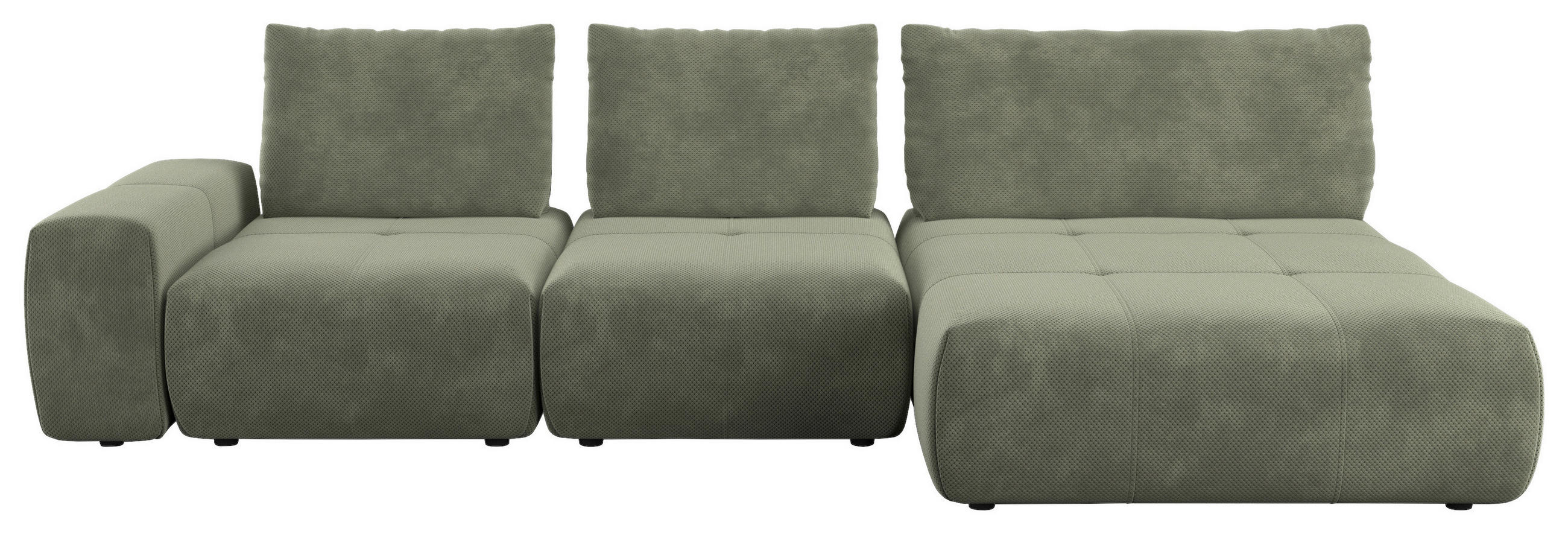 ECKSOFA in Velours Olivgrün 347/174 cm - Schwarz/Olivgrün, Design, Kunststoff/Textil (347/174cm) - Xora