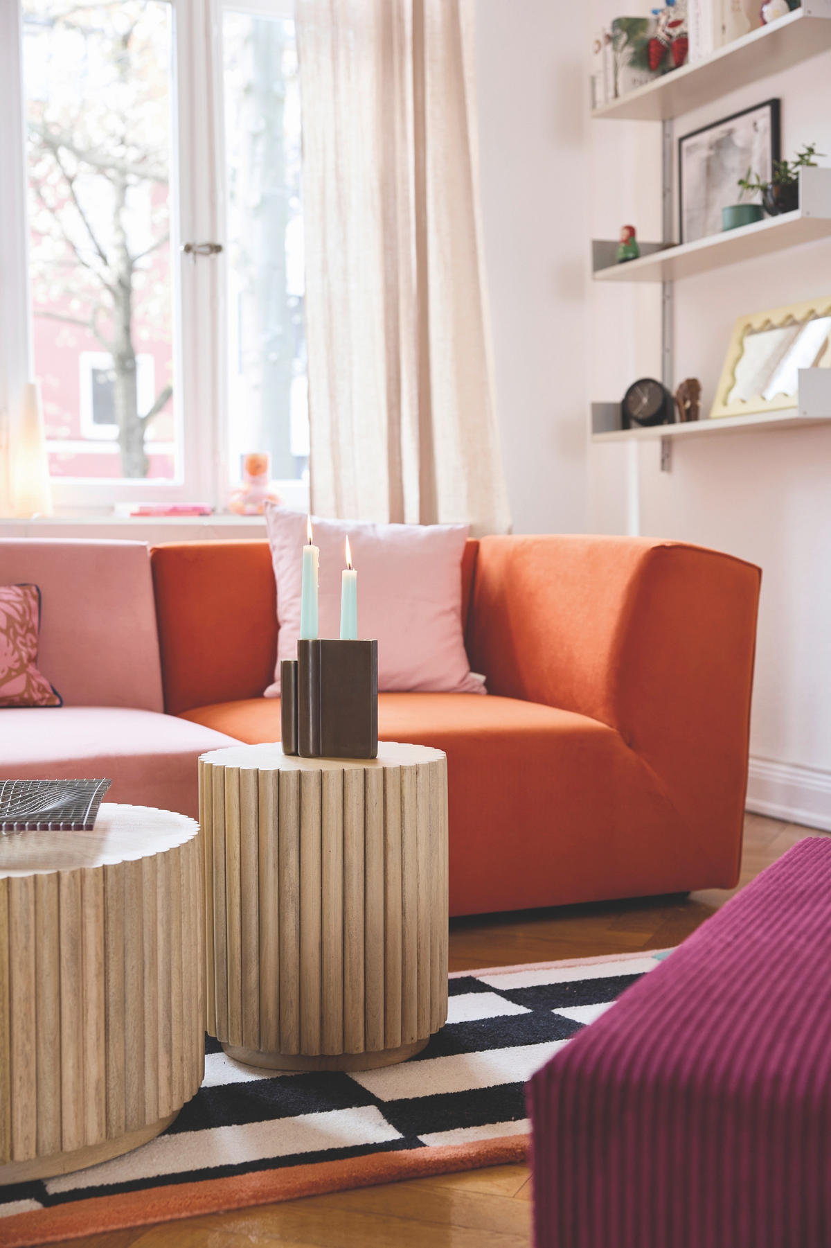 COUCHTISCH Mangoholz massiv 55/55/34 cm rund Naturfarben  - Naturfarben, Design, Holz (55/55/34cm) - MID.YOU