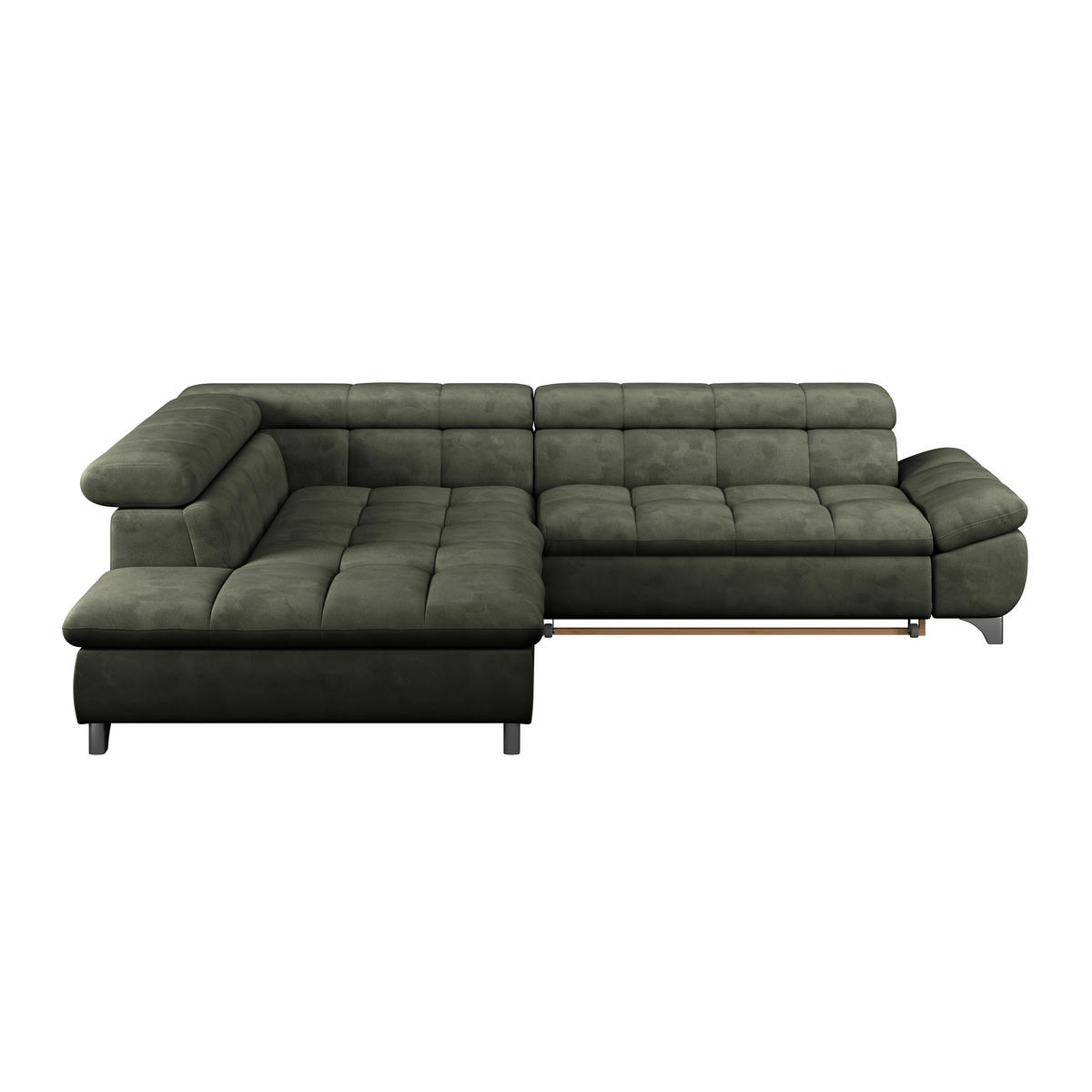 ECKSOFA Dunkelgrün Chenille  - Chromfarben/Dunkelgrün, KONVENTIONELL, Textil/Metall (234/312cm) - Livetastic
