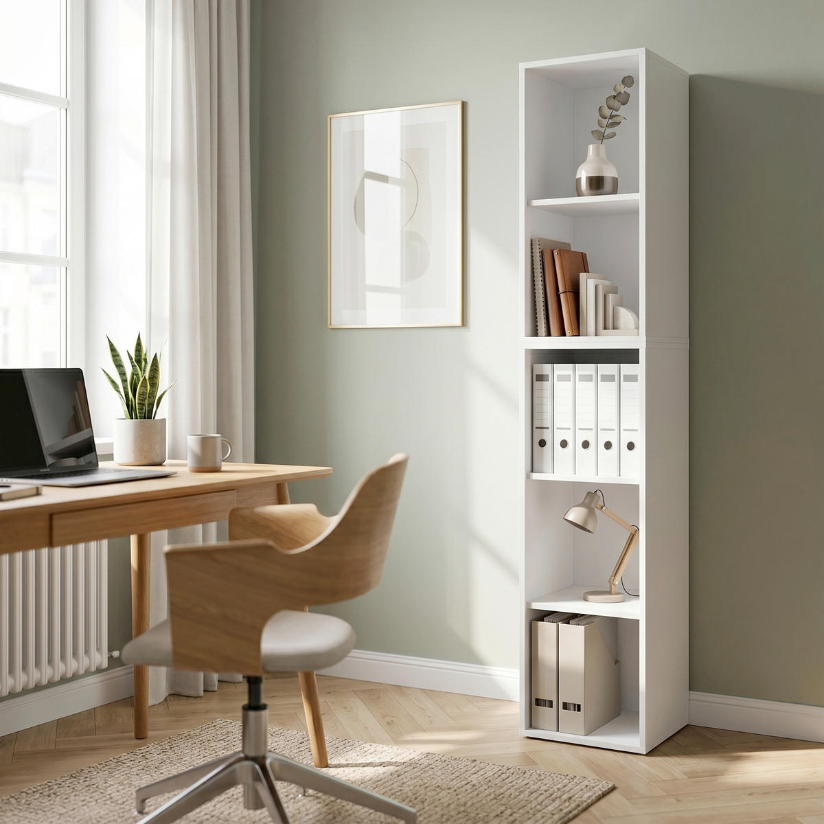 AKTENREGAL 35/183/37 cm  - Weiss, Modern, Holzwerkstoff (35/183/37cm) - P & B