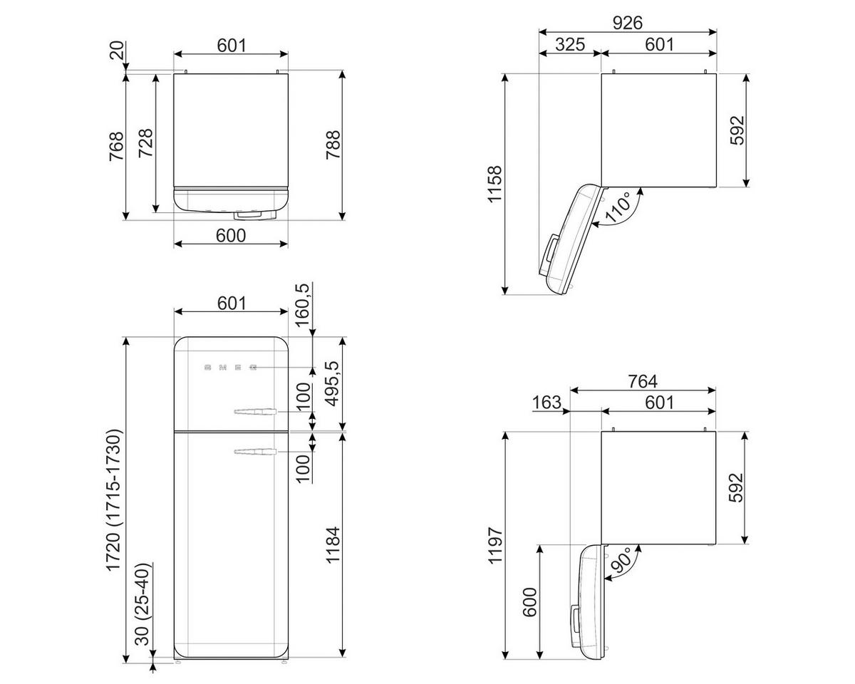 KÜHL-GEFRIER-KOMBINATION FAB30LCR6  - Creme, Modern, Metall (60/172/72,8cm) - SMEG