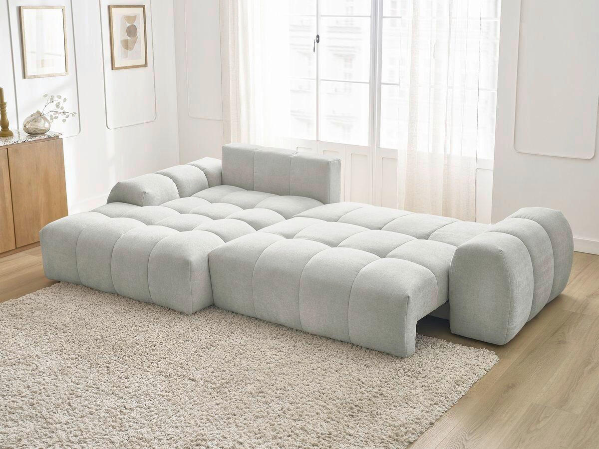 ECKSCHLAFSOFA EVEREST  mit Rücken echt, Armteil links, Armteil rechts Struktur Hellgrau  - Hellgrau/Schwarz, MODERN, Kunststoff/Textil (180/318cm) - Livetastic