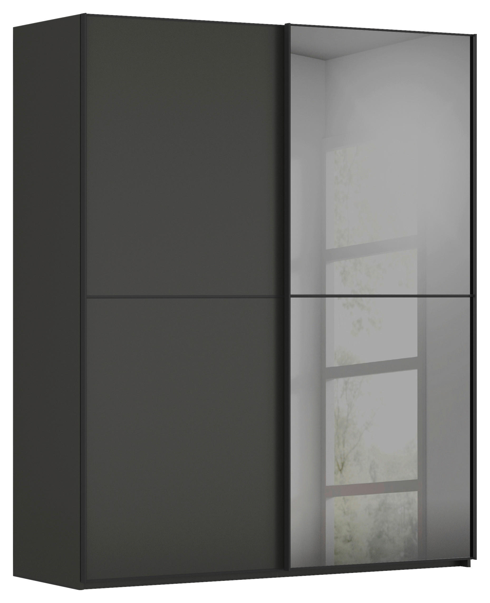 SCHWEBETÜRENSCHRANK 201/223/68 cm 2-türig Graphitfarben, Schwarz  - Schwarz/Graphitfarben, KONVENTIONELL, Glas/Holzwerkstoff (201/223/68cm) - Novel