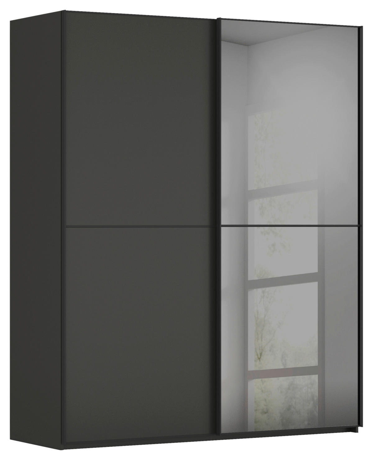 SCHWEBETÜRENSCHRANK Graphitfarben, Schwarz  - Schwarz/Graphitfarben, Konventionell, Glas/Holzwerkstoff (201/223/68cm) - Novel