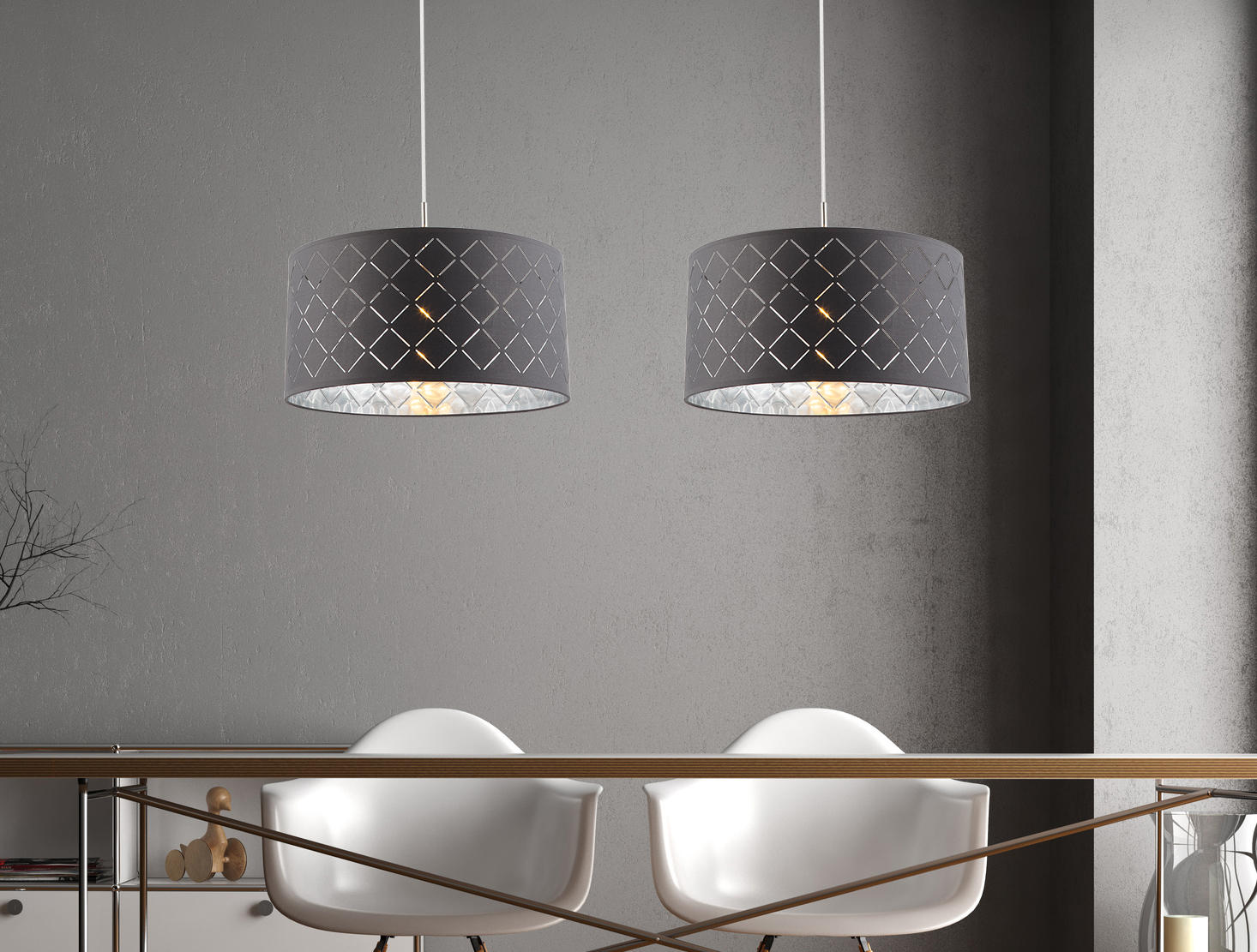 HÄNGELEUCHTE Kidal 40/140 cm   - Design, Textil/Metall (40/140cm) - Globo
