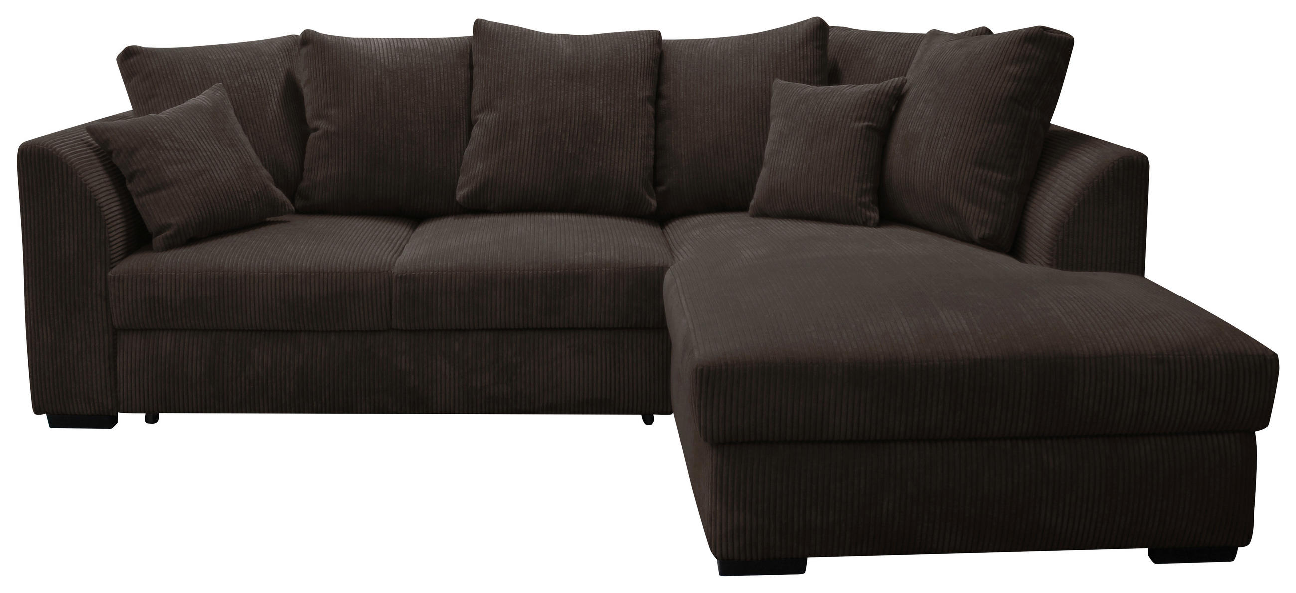 ECKSOFA in Cord Dunkelbraun  - Dunkelbraun/Schwarz, Design, Kunststoff/Textil (259/174cm) - Cantus