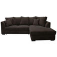 ECKSOFA  in Cord Dunkelbraun  259/174 cm  - Dunkelbraun/Schwarz, Design, Kunststoff/Textil (259/174cm) - Cantus