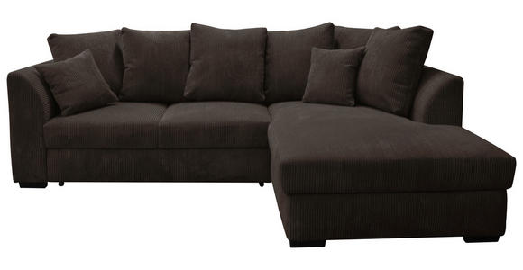 ECKSOFA  in Cord Dunkelbraun  259/174 cm  - Dunkelbraun/Schwarz, Design, Kunststoff/Textil (259/174cm) - Cantus