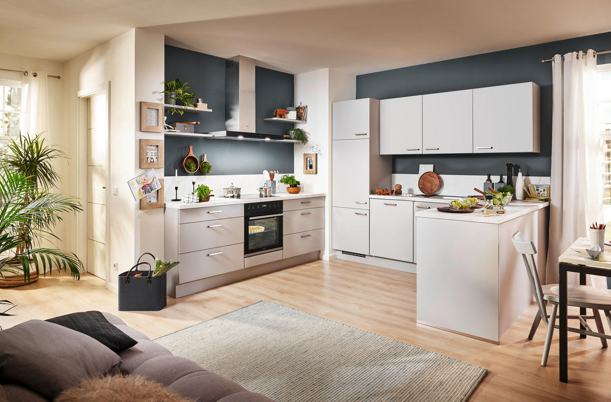 INBYGGNADSKÖK   - stålfärgad/ljusgrå, Basics, metall/trämaterial - Celina