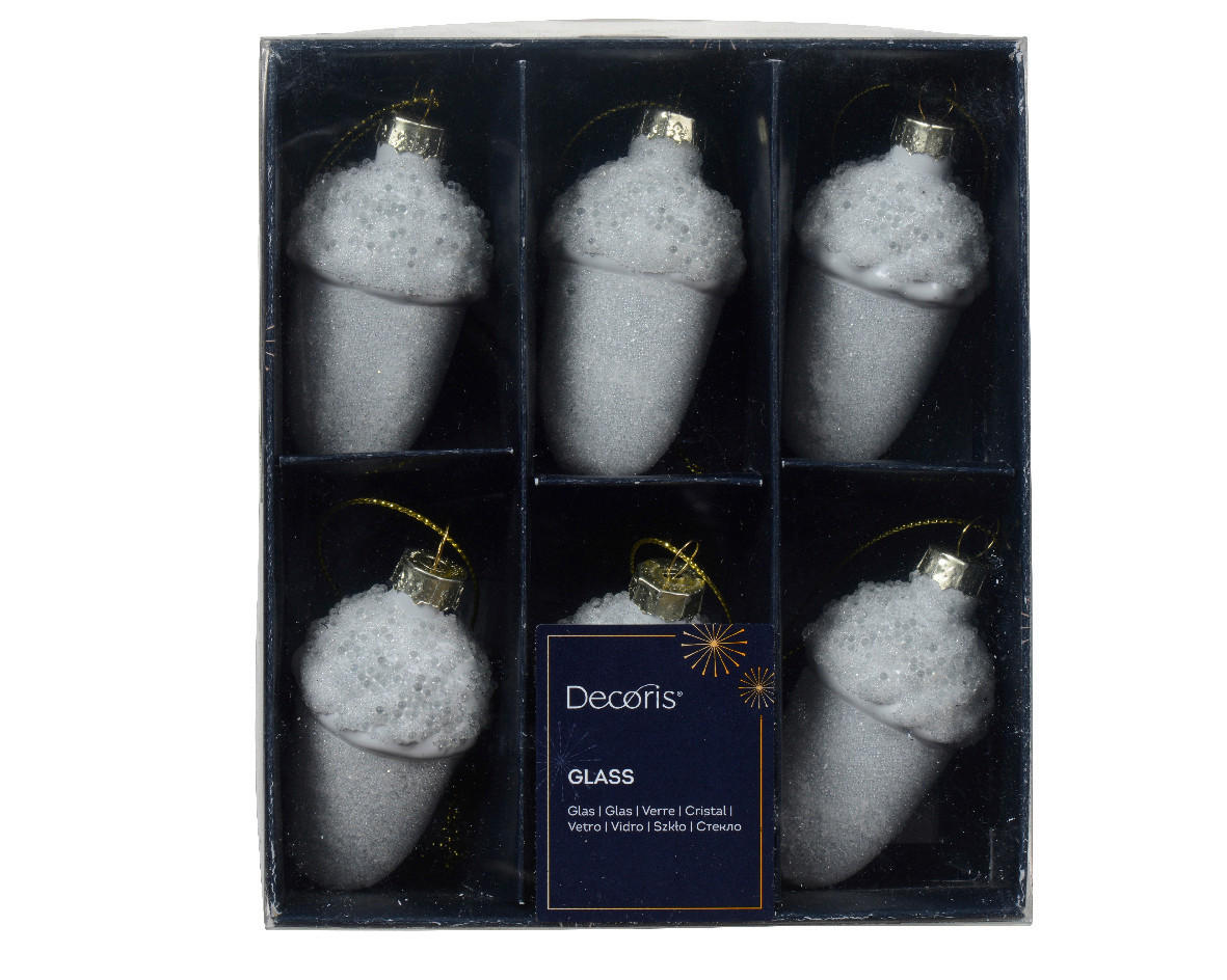 SADA VÁNOČNÍCH OZDOB 6 ks - Basics, sklo (4,00/4,00/6,50cm)