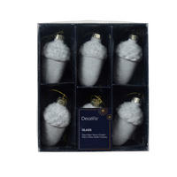 SADA VÁNOČNÍCH OZDOB 6 ks - Basics, sklo (4,00/4,00/6,50cm)