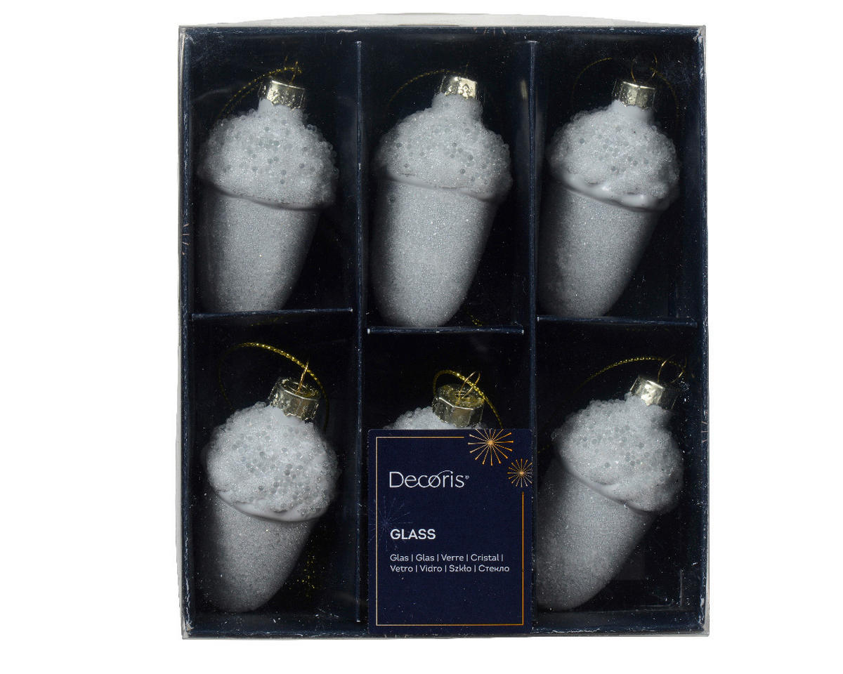 SADA VÁNOČNÍCH OZDOB 6 ks - Basics, sklo (4,00/4,00/6,50cm)