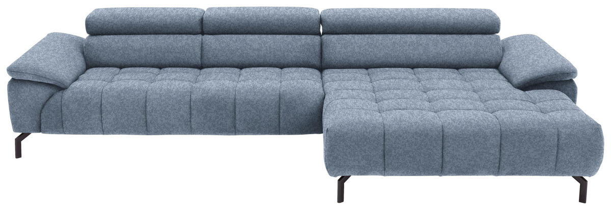 ECKSOFA in Webstoff Hellblau  329/190 cm  - Schwarz/Hellblau, Design, Textil/Metall (329/190cm) - Beldomo Style