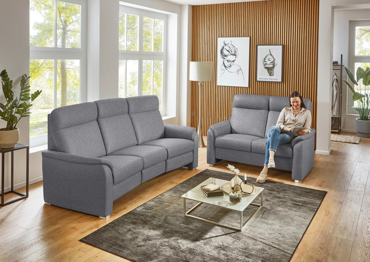2-SITZER-SOFA  in Flachgewebe Grau  - Alufarben/Grau, KONVENTIONELL, Textil/Metall (156/107/95cm) - Beldomo Comfort