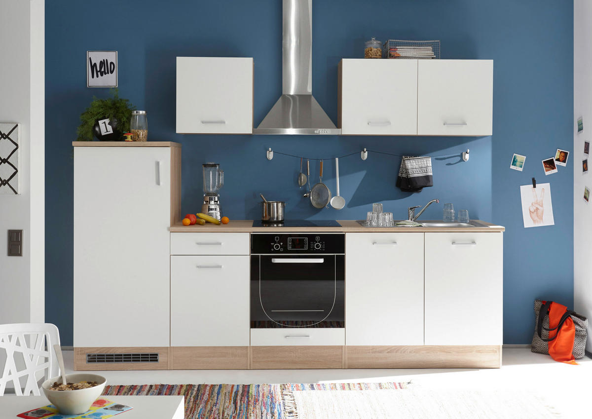 BLOK KUHINJA BEZ APARATA  bijela, hrast Sonoma  - bijela/srebrne boje, Moderno, drvni materijal/plastika (270cm) - MID.YOU