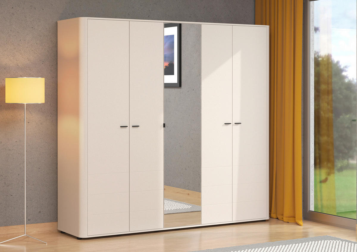 NYÍLÓAJTÓS SZEKRÉNY kasmírszínű  - kasmírszínű/fekete, Basics, műanyag/faalapú anyag (224,5/210,5/56cm) - Carryhome