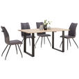 ESSTISCH in Holz, Metall 160/90/76 cm  - Schwarz/Akaziefarben, Natur, Holz/Metall (160/90/76cm) - Carryhome