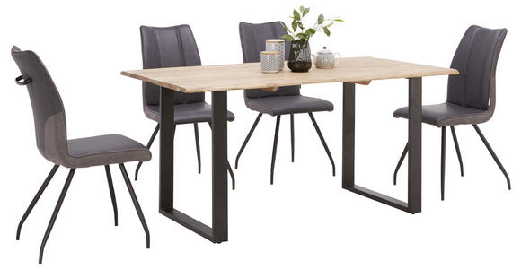 ESSTISCH in Holz, Metall 160/90/76 cm  - Schwarz/Akaziefarben, Natur, Holz/Metall (160/90/76cm) - Carryhome
