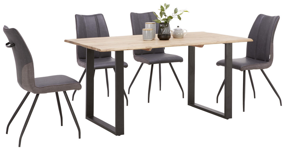 ESSTISCH in Holz, Metall 160/90/76 cm  - Schwarz/Akaziefarben, Natur, Holz/Metall (160/90/76cm) - Carryhome