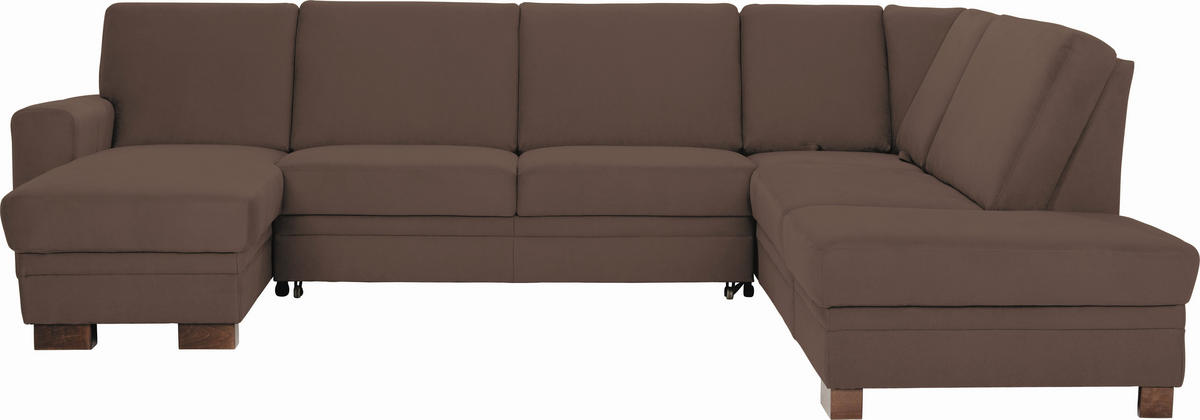 WOHNLANDSCHAFT in Hellbraun  - Hellbraun/Braun, Design, Holz/Textil (163/319/241cm) - Beldomo System