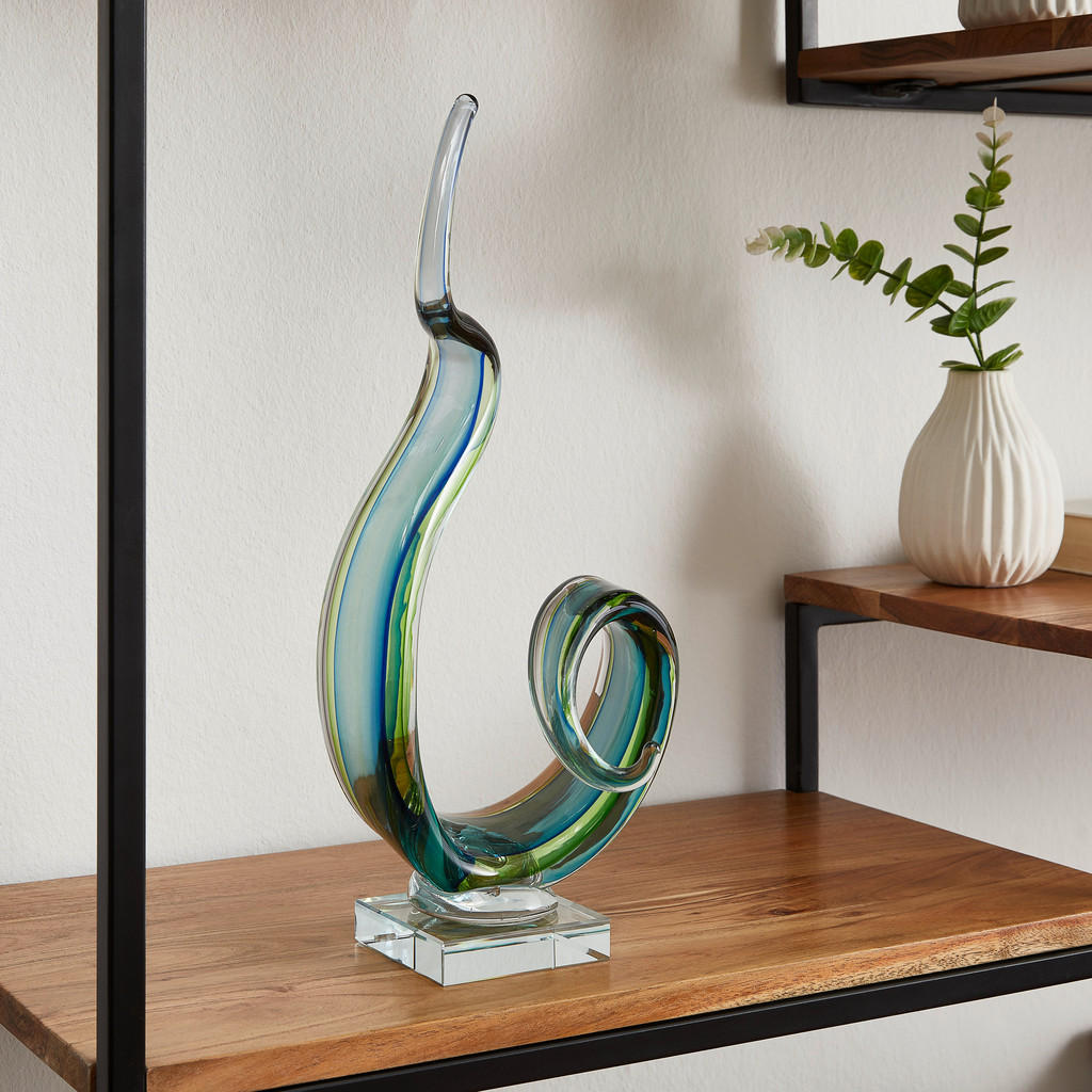 Thumbnail - Ambia Home Skulptur, Grün, Transparent, Glas, 14x38x16 cm, sitzend, zum Stellen, Dekoration, Skulpturen & Dekoobjekte, S...